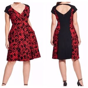 City Chic Fit and Flare Flocked Dress